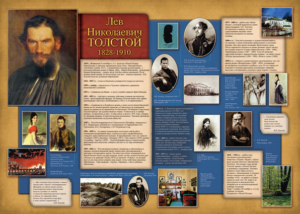 Стенд - Писатели - Л. Н. Толстой
